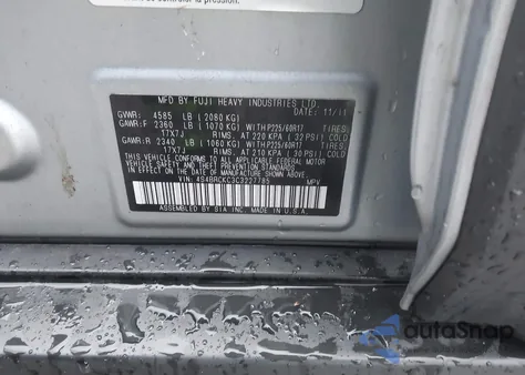 2012 Subaru Outback 2.5I Limited from USA, damaged, VIN 4S4BRCKC3C3227785